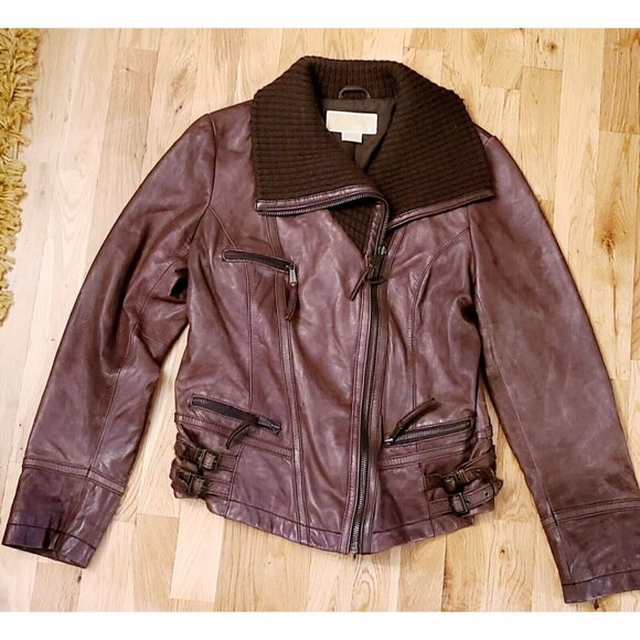 Michael Kors Jackets & Blazers - Michael Kors Women’s  Vintage 80s Leather Moto Jacket Brown Size Large
